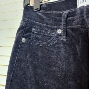 GAP Women's Navy Blue Velvet 5 Pocket Trousers
